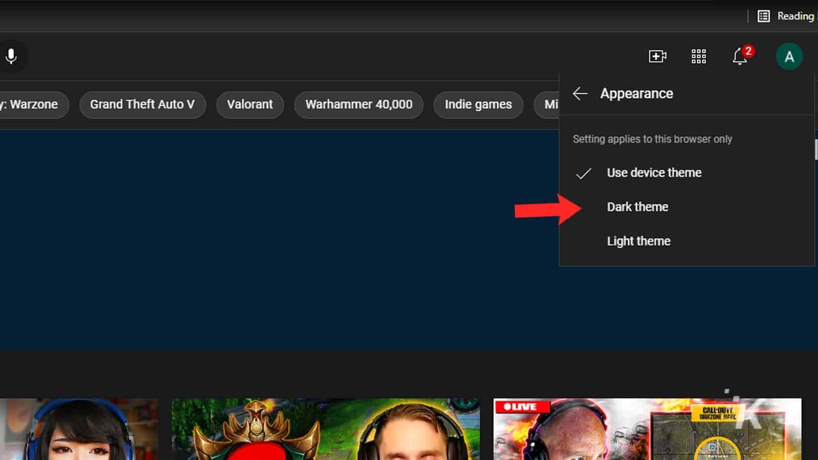 how to turn on youtube dark mode on desktop